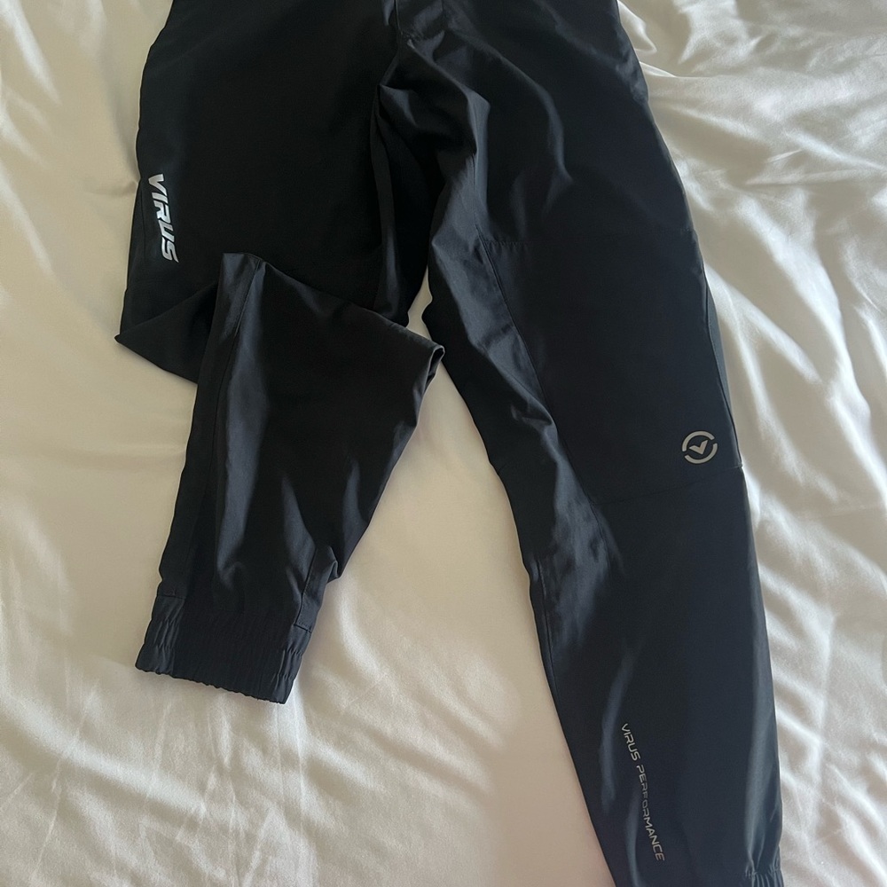 Virus Black Athletic Track Pants with Subtle Logo
